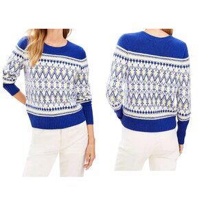 2/$35- Loft Geo Fair Isle Knit Ski Winter Sweater Women S Blue/White/Yellow